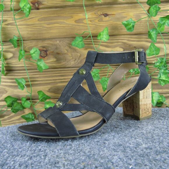 Franco Sarto Women's Paloma Gladiator Black Leather 7.5 Medium‎ Gently Used 2025 - Picture 1 of 6
